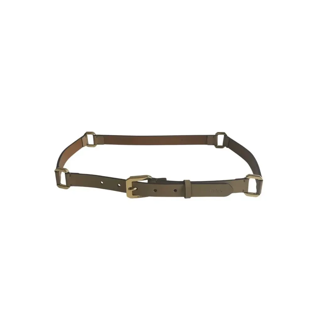 Lauren Ralph Lauren Women’s Tan Leather Belt Gold Square Link Connector M L